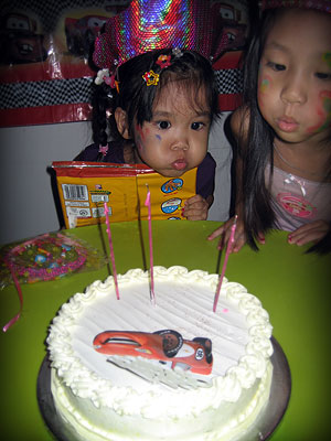 Blowing first cake