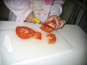 Cut the tomatoes